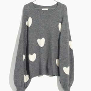 Heart Dot Balloon-Sleeve Pullover Sweater